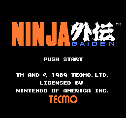Ninja Gaiden title screen for NES